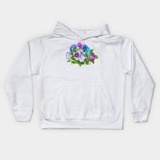 Beautiful Pansy Flowers Violet Viola Tricolor Floral Pattern Kids Hoodie